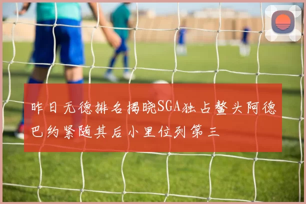 昨日无德排名揭晓SGA独占鳌头阿德巴约紧随其后小里位列第三